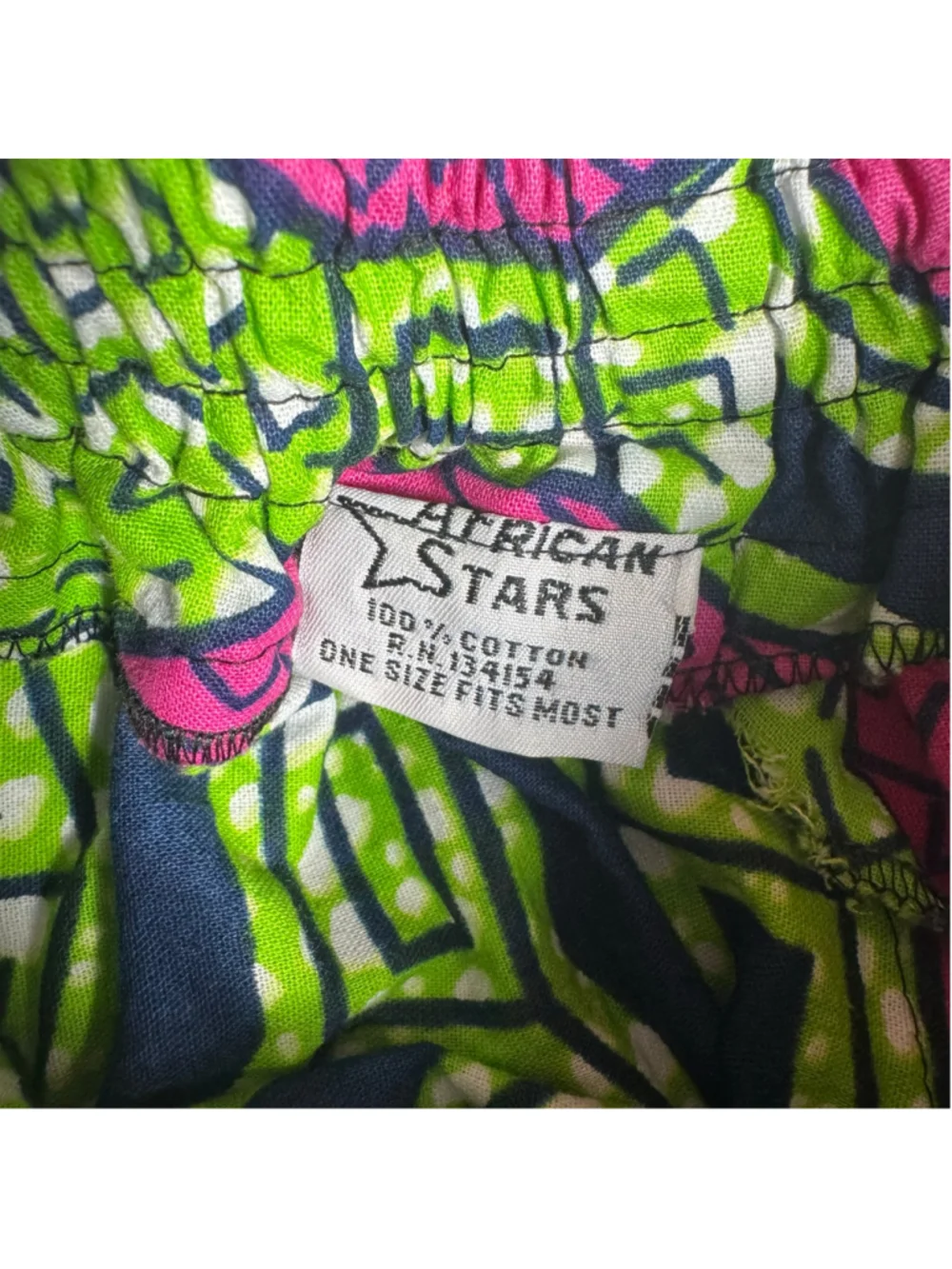 Women's African Stars A-Line Skirt Size M Black Pink Geometric Print